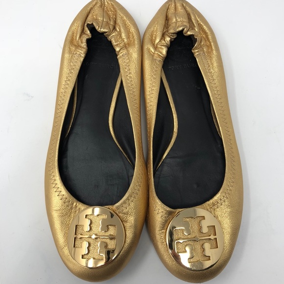 Tory Burch Shoes - Tory Burch Gold Reva Flats
